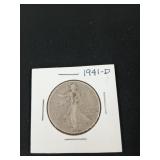 1941- D walking liberty half dollar EF