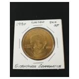 1990 Eisenhower commemorative 24 kt gold plate