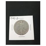 1942-S walking liberty half dollar EF