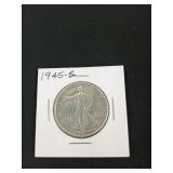 1945-S walking liberty half dollar EF