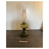 Beautiful antique - green and white oil lamp