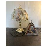 Lamp and a very heavy, stained glass