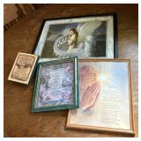 Religious decor, including a framed print of how