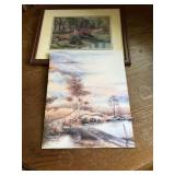 Two beautiful scenery pictures, one framed one