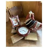 Western frame, goose and clock and wooden
