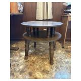 Two tier round wooden table