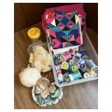 Sewing and crochet and quilt pieces