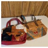 Ladies handbags; one custom "Palestine" with the