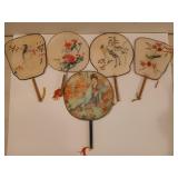 5 antique Oriental fans
