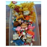 Plastic tub of assorted rugrats, kids toys