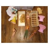 Barbie dolls, accessories, etc in plastic tub w/