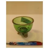 2 green glass bowls: Detroit, MI 1912 / Laura