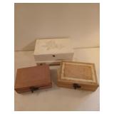 Set of three old jewelry boxes with contents