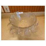 12" cut glass punch bowl w/ 8 cups