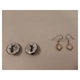 Two pair of silver earrings, one is marked Siam