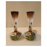 Pair of gorgeous hand-painted vases 8.5"