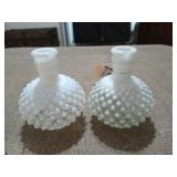 Pair of glass hobnail vases 5"