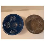Enamelware colander, antique colander 9"
