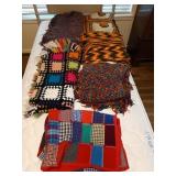 5 handmade afghans, lap quilt