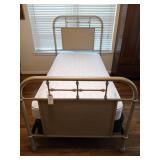 Wrought iron twin bed w/ serta longshore II firm