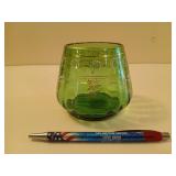 Lovely hand-painted green glass piece