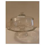 12" glass pedestal cake plate w/ lid
