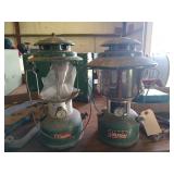 2 Coleman lanterns, 1 globe broken