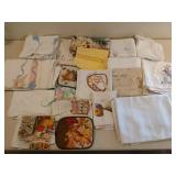 Asst old tablecloth, kitchen towels, etc