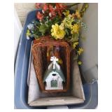 4 plastic totes of lots of love: silk flowers,