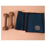 Pair of 5 lb hand weights, gold