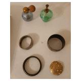 Asst costume jewelry, antique perfume bottles