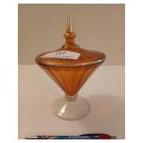 Glass candy dish with lid 8"