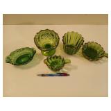 5 pcs lovely green glass