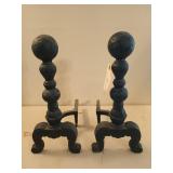 Pair of cast iron andirons 18"