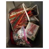 3 tubs of asst Christmas, tablecloths, etc