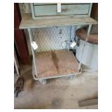 Rolling metal  top work table 35 x 25 x 29