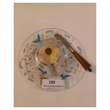 Cheese dish with lid and knife