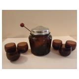 Amethyst glass punch bowl & 6 cups