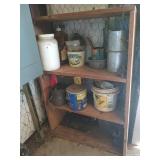 Wooden shelf w/ contents 37x11x27
