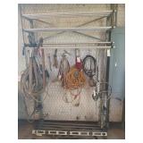 Metal hanging rack w/ shelves 74x48x14