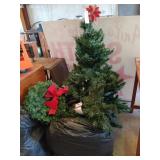 4 ft Christmas tree, new garland, Christmas