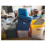9 Asst plastic totes and lids