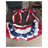 Box of patriotic decor, 2 flag pole brackets