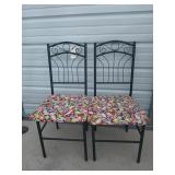 2 metal padded dining chairs