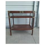 Old wood display table 27x26x16 top glass broke