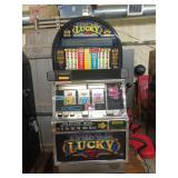 Triple Lucky 7 slot machine on cabinet 79x31x20