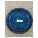 Blue glass ashtray 10.5"