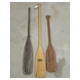 3 wooden boat paddles