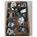 Box of asst fishing reels