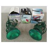 Green & red flood lights, 2 yard stakes